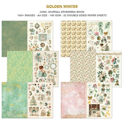 Ciao Bella Junk Journal Ephemera -kirjanen, Golden Winter, A4
