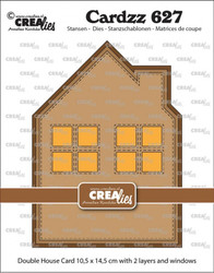 Crealies Double Card House With Windows -stanssi