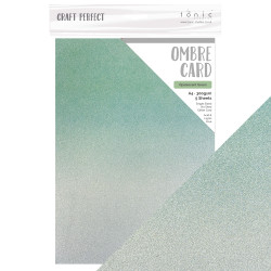 Tonic Ombre Card -glitterkartonki, sävy Opalescent Green, 5 arkkia