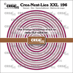 Crealies XXL stanssisetti 196, Thin Frames Circles Smooth