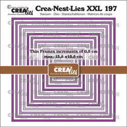 Crealies XXL stanssisetti 197, Thin Frames Squares Smooth