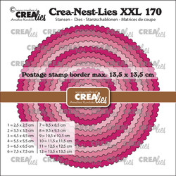Crealies XXL stanssisetti 170, Circles With Postage Stamp Border