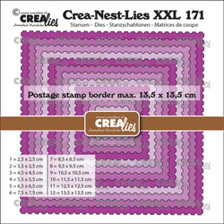 Crealies XXL stanssisetti 171, Squares With Postage Stamp Border