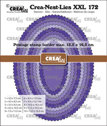 Crealies XXL stanssisetti 172, Ovals With Postage Stamp Border