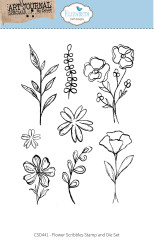 Elizabeth Craft Designs leima- ja stanssisetti Flower Scribbles