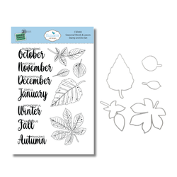 Elizabeth Craft Designs leima- ja stanssisetti Seasonal Words & Leaves