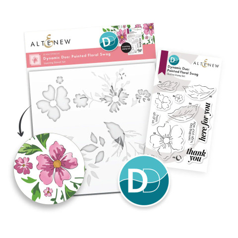 Altenew Dynamic Duo: Painted Floral Swag -leimasin- ja sapluunasetti