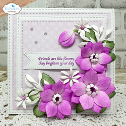 Elizabeth Craft Designs stanssi Beautiful Blooms, Stitched Squares and Circles