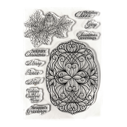 Elizabeth Craft Designs leimasin Festive Holly Sentiments
