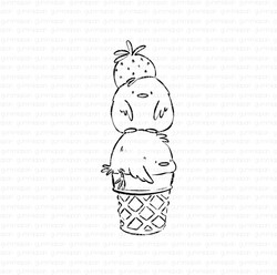 Gummiapan leimasin Two Scoops of Chicken Ice Cream