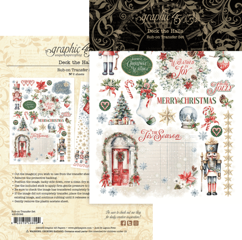 Graphic 45 Rub-On siirtokuvat Deck the Halls