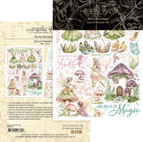 Graphic 45 Rub-On siirtokuvat Fairy Boutique