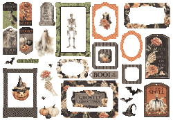 Graphic 45 Ghostly Greetings Chipboard Tags & Frames -leikekuvat