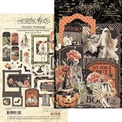 Graphic 45 Ghostly Greetings Chipboard Tags & Frames -leikekuvat