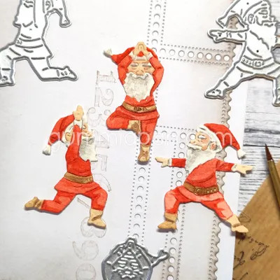 Gummiapan stanssi Santas Doing Yoga