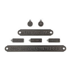Tim Holtz Idea-Ology Christmas Word Plaques + Tags -koristeet