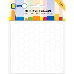 3D-Tarratyynyt Hexagon. Koko 12 x 12 x 1 mm