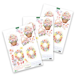 Katy Sue Designs 3D-kuvat Floral Basket & Wreath