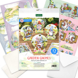 Katy Sue Designs Garden Gnomes Pop Up Card Making Kit -setti