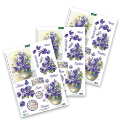 Katy Sue Designs 3D-kuvat Vases of Pansies