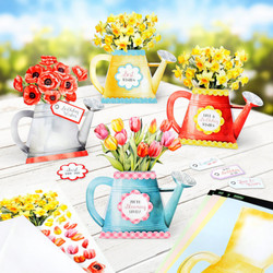 Katy Sue Designs Watering Can Blossoms and Blooms Card Making Kit -setti