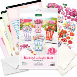 Katy Sue Designs Wonderful Wellington Boots Card Making Kit -setti