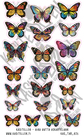 Käsitellen tarra-arkki Perhoset