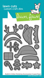 Lawn Fawn stanssi Build-A-Critter Christmas Accessories