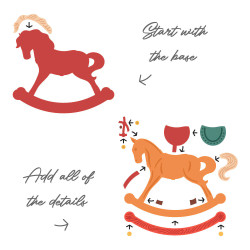 Honey Bee Stamps stanssi Lovely Layers: Old Fashioned Rocking Horse