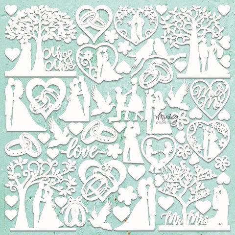 Mintay Chippies -chipboard Wedding -setti