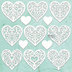 Mintay Chippies -chipboard Hearts Filigree -setti