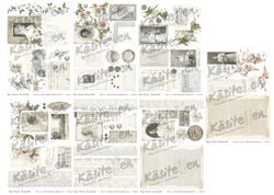 PaperGarden korttikuvat Vintage Art Journaling 1-7, 7 arkkia