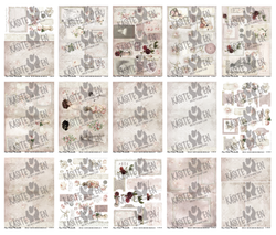 PaperGarden korttikuvat Vintage Romance 1-15, 15 arkkia