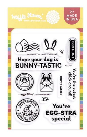 Waffle Flower leimasin Postage Collage Egg Hunt