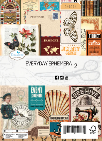 Elizabeth Craft Designs Everyday Ephemera 2 -paperipakkaus, A5