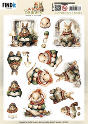 Berrie's Beauties Winter Bunnies 3D-kuvat Reading Bunnies