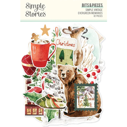 Simple Stories Vintage Evergreen Memories, Bits & Pieces, leikekuvat