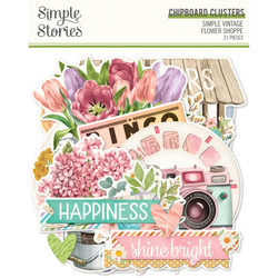 Simple Stories Simple Vintage Flower Shoppe Chipboard Clusters, leikekuvat
