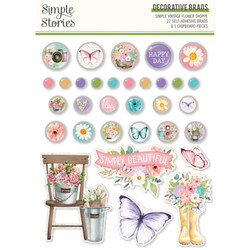 Simple Stories Simple Vintage Flower Shoppe Decorative Brads -koristeet