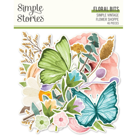 Simple Stories Simple Vintage Flower Shoppe, Floral Bits, leikekuvat