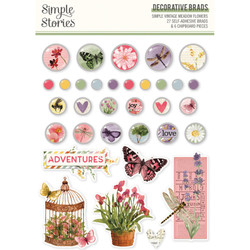 Simple Stories Simple Vintage Meadow Flowers Decorative Brads -koristeet