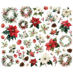 Simple Stories Vintage Old-Fashioned Christmas, Floral Bits, leikekuvat