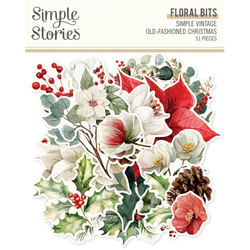 Simple Stories Vintage Old-Fashioned Christmas, Floral Bits, leikekuvat