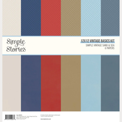 Simple Stories Vintage Sand & Sea Basics -paperipakkaus, 12