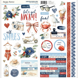 Simple Stories tarra-arkki Vintage Sand & Sea Icons, 6