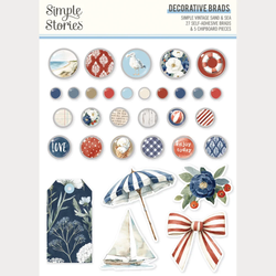 Simple Stories Vintage Sand & Sea Decorative Brads -koristeet