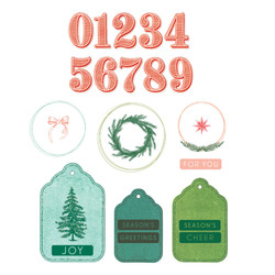 Sizzix & 49 and Market leima- ja stanssisetti Holiday Tags