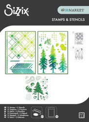 Sizzix & 49 and Market leima- ja sapluunasetti Outdoor Essentials 
