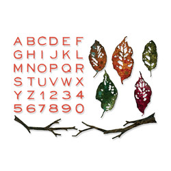 Sizzix Thinlits by Tim Holtz stanssi Vault Leaves + Sticks