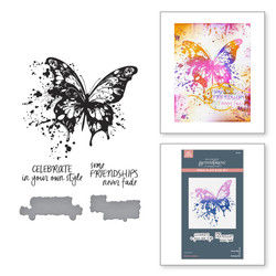 Spellbinders Press Plate Beautifully Imperfect, Butterfly Splatter -levy